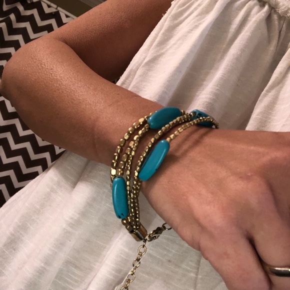 Jewelry - NWT. Turquoise and gold adjustable bracelet.